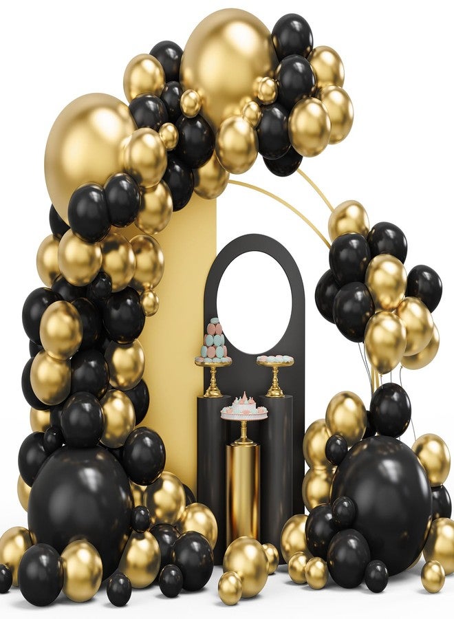 YMSZ Black and Gold Balloons Garland Arch Kit, 134pcs Black and Metallic Gold Balloons with Different Size for Graduation, 2024 New Year, Birthday, Anniversary Party Decorations Supplies - Image 1